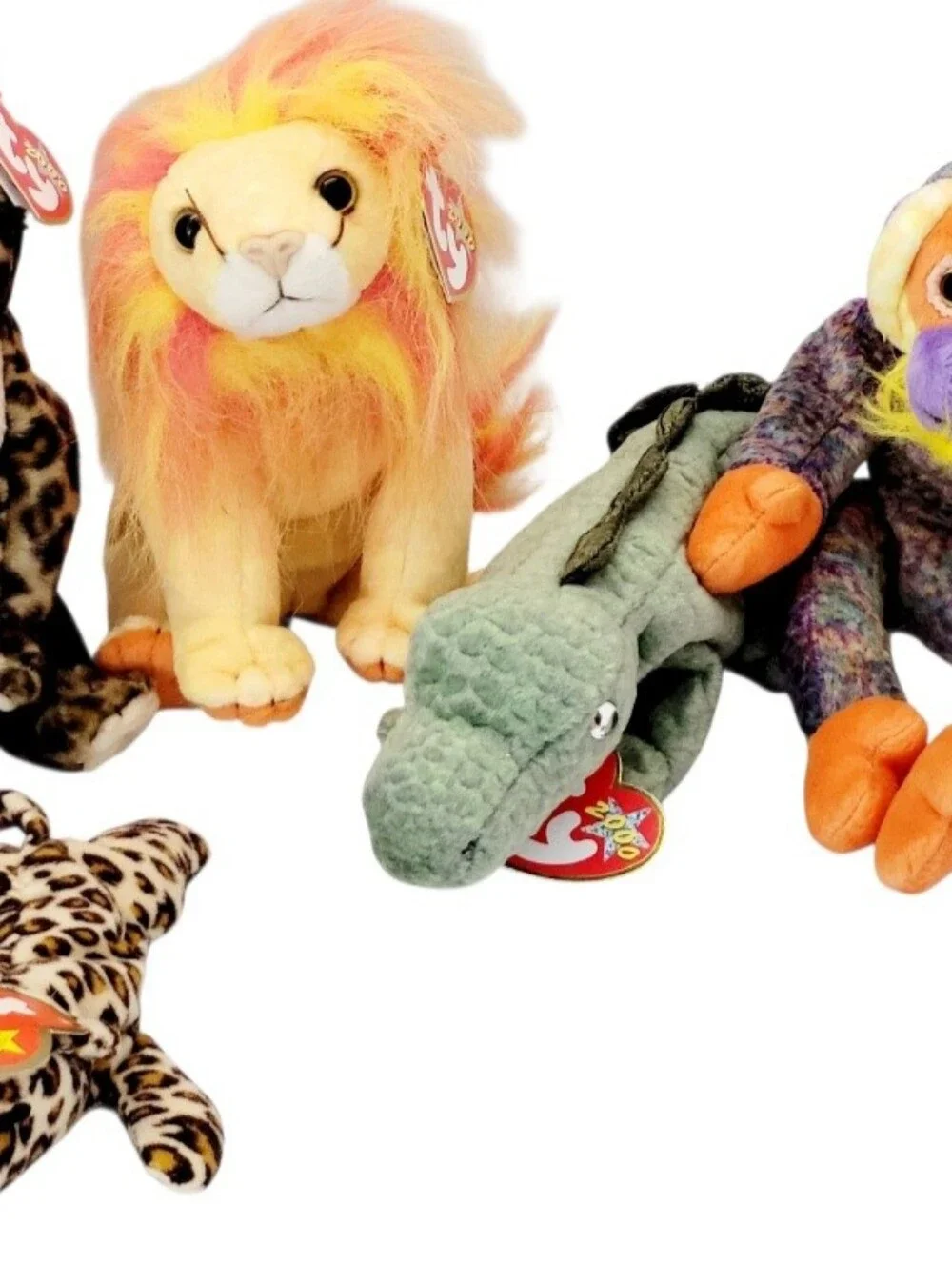 (Lot Of 8) Ty Beanie Baby/Bushy/BananasX2/Swampy/Sneaky/Bahati/Trumpet/Freckles/